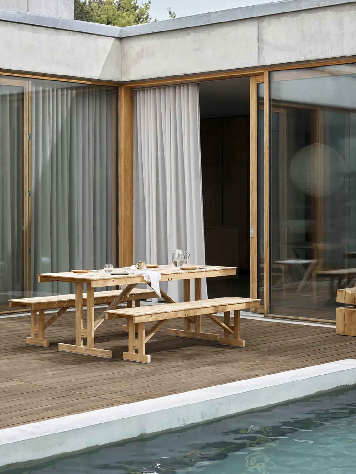 Mesas De Jardín|Mesas De JardíN>Carl Hansen & Søn Mesa de jardín plegable de madera de teca BM1771, 195 x78 cm