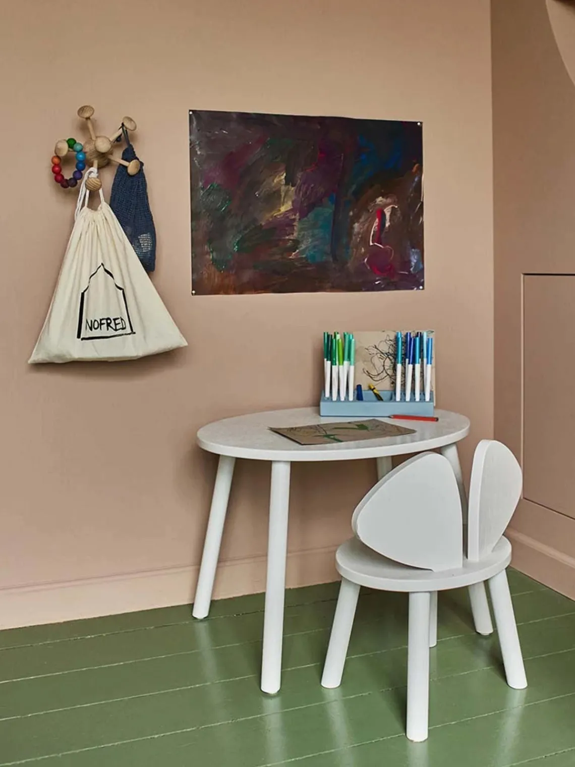 New Mesa infantil ovalada de madera Mouse Niños Decoración Infantil|Mesas Y Sillas Infantiles