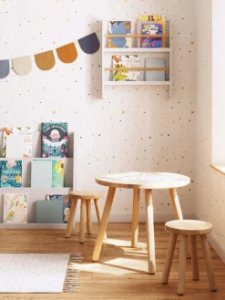 Hot Mesa infantil redonda de madera de caucho Dilcia Niños Decoración Infantil|Mesas Y Sillas Infantiles