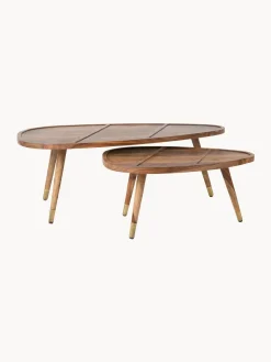Mesas De Centro|Mesas De Centro>Dutchbone Mesas de centro ovaladas de madera sheesham Sham, 2 uds.