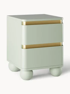 Mesitas De Noche|Mesitas De Noche>Westwing Collection Mesilla de noche con patas esféricas Bumba Verde salvia