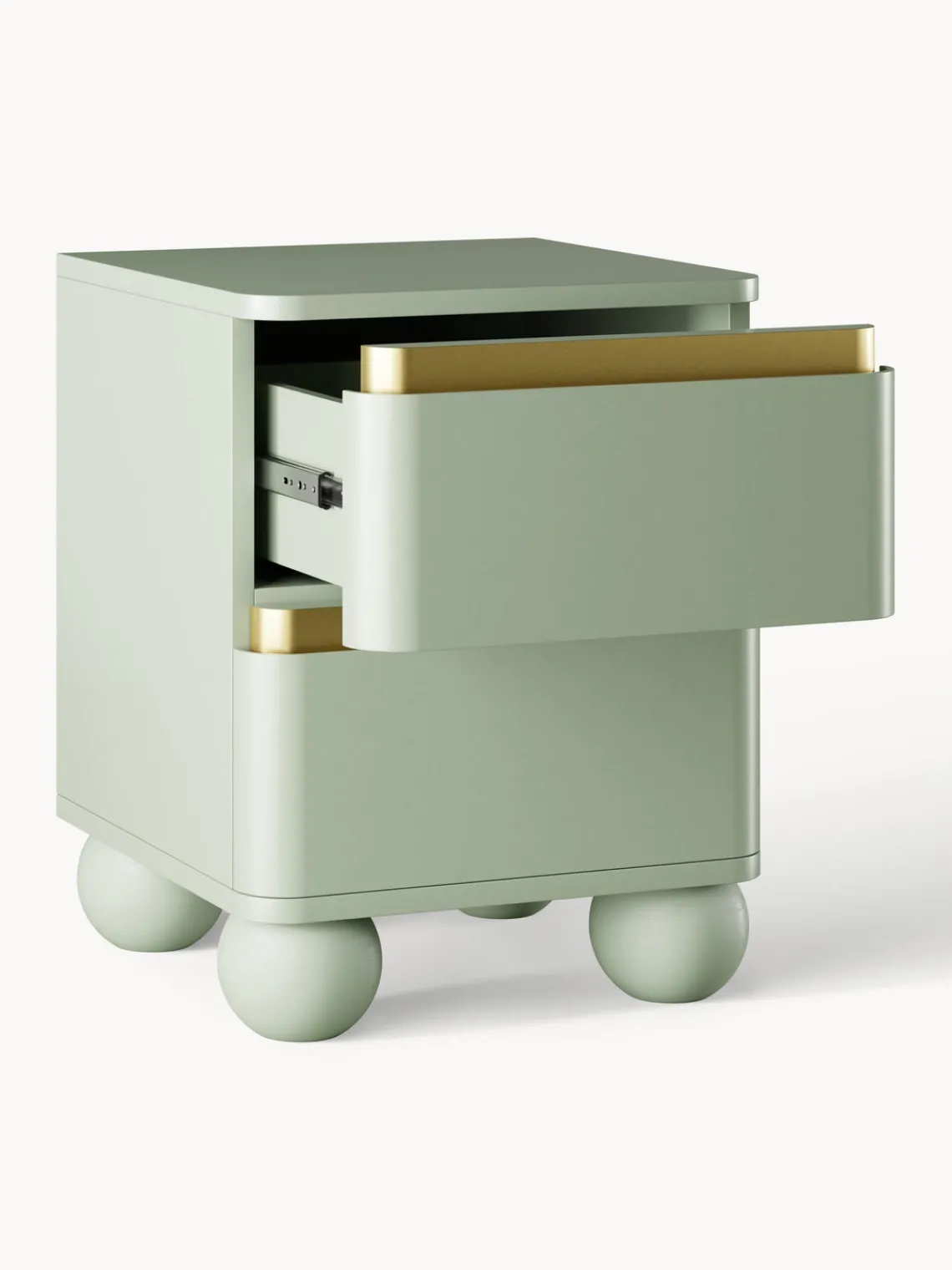 Mesitas De Noche|Mesitas De Noche>Westwing Collection Mesilla de noche con patas esféricas Bumba Verde salvia