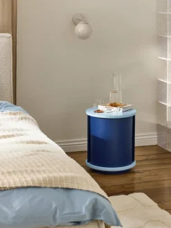 Mesitas De Noche|Mesitas De Noche>Westwing Collection Mesilla de noche con puerta corredera Svea Azul claro, azul