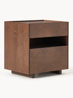 Mesitas De Noche|Mesitas De Noche>Westwing Collection Mesilla de noche de madera Larsen Madera de roble lacada en marrón oscuro