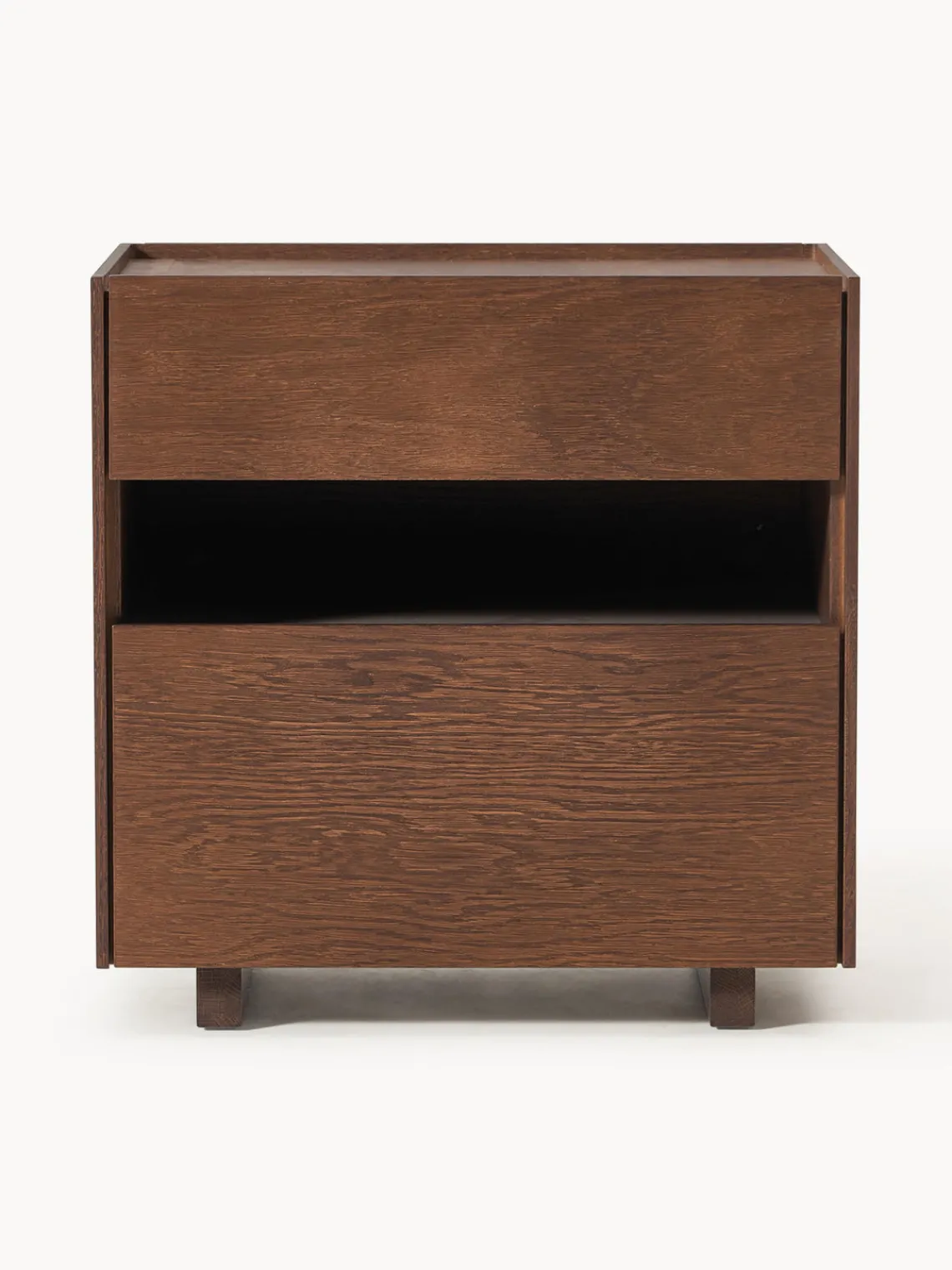 Mesitas De Noche|Mesitas De Noche>Westwing Collection Mesilla de noche de madera Larsen Madera de roble lacada en marrón oscuro