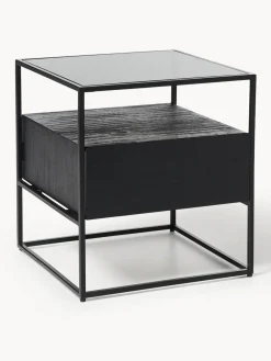 Mesitas De Noche|Mesitas De Noche>Westwing Collection Mesita de noche con cajón Theodor Madera de mango, negro