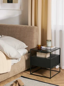 Mesitas De Noche|Mesitas De Noche>Westwing Collection Mesita de noche con cajón Theodor Madera de mango, negro