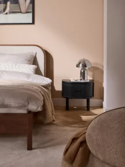 Mesitas De Noche|Mesitas De Noche>Westwing Collection Mesita de noche con frente acanalado Calary Madera de roble lacada en negro