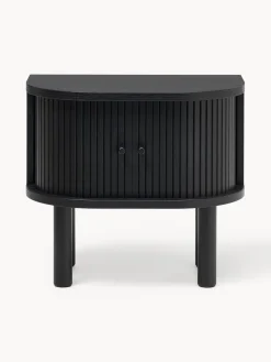 Mesitas De Noche|Mesitas De Noche></noscript>Westwing Collection Mesita de noche con frente acanalado Calary Madera de roble lacada en negro