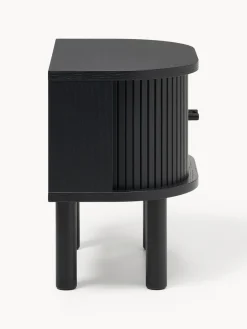 Mesitas De Noche|Mesitas De Noche></noscript>Westwing Collection Mesita de noche con frente acanalado Calary Madera de roble lacada en negro