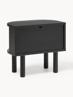 Mesitas De Noche|Mesitas De Noche></noscript>Westwing Collection Mesita de noche con frente acanalado Calary Madera de roble lacada en negro