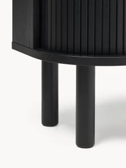 Mesitas De Noche|Mesitas De Noche></noscript>Westwing Collection Mesita de noche con frente acanalado Calary Madera de roble lacada en negro