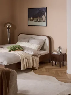 Mesitas De Noche|Mesitas De Noche>Westwing Collection Mesita de noche con frente acanalado Calary Madera de roble lacada en marrón oscuro