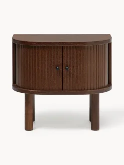 Mesitas De Noche|Mesitas De Noche></noscript>Westwing Collection Mesita de noche con frente acanalado Calary Madera de roble lacada en marrón oscuro