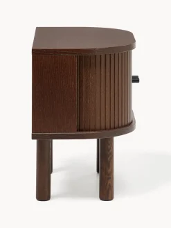 Mesitas De Noche|Mesitas De Noche></noscript>Westwing Collection Mesita de noche con frente acanalado Calary Madera de roble lacada en marrón oscuro