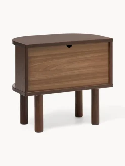 Mesitas De Noche|Mesitas De Noche></noscript>Westwing Collection Mesita de noche con frente acanalado Calary Madera de roble lacada en marrón oscuro