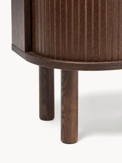 Mesitas De Noche|Mesitas De Noche></noscript>Westwing Collection Mesita de noche con frente acanalado Calary Madera de roble lacada en marrón oscuro