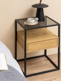 Mesitas De Noche|Mesitas De Noche> Mesita de noche con tablero de vidrio Randolf