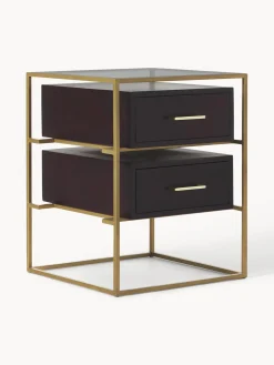 Mesitas De Noche|Mesitas De Noche>Westwing Collection Mesita de noche de madera de mango Lyle Madera de mango oscura, dorado