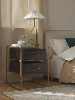 Mesitas De Noche|Mesitas De Noche>Westwing Collection Mesita de noche de madera de mango Lyle Madera de mango oscura, dorado