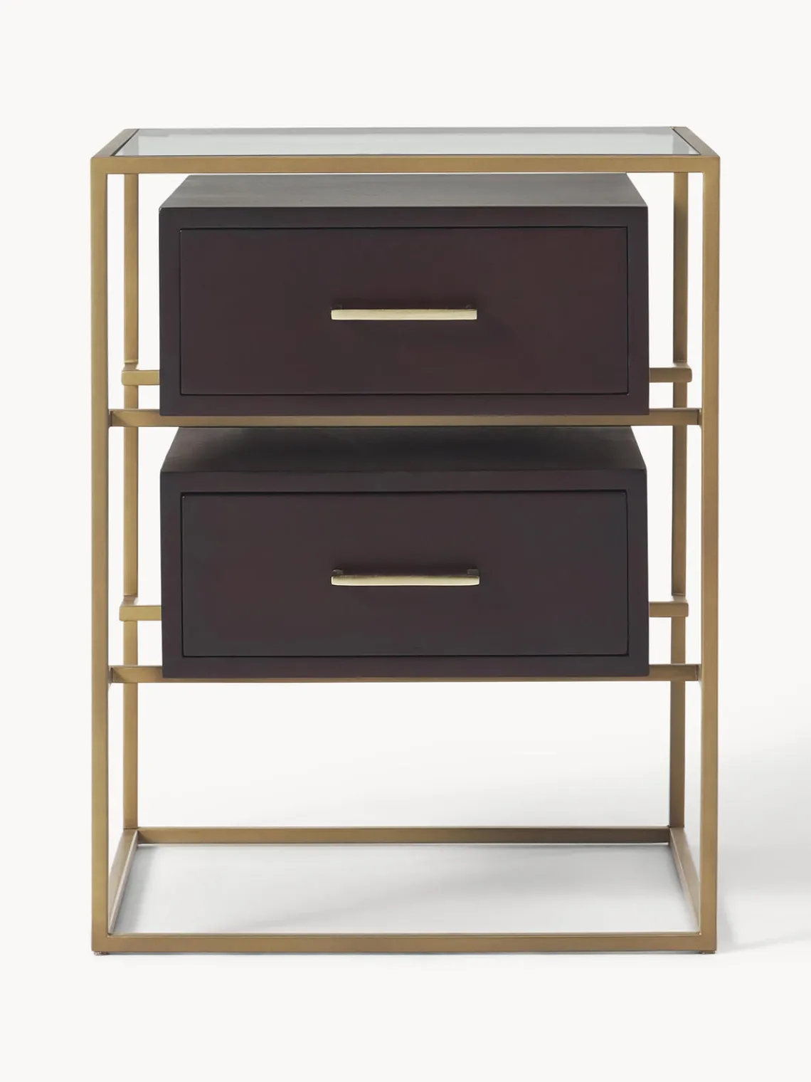 Mesitas De Noche|Mesitas De Noche>Westwing Collection Mesita de noche de madera de mango Lyle Madera de mango oscura, dorado