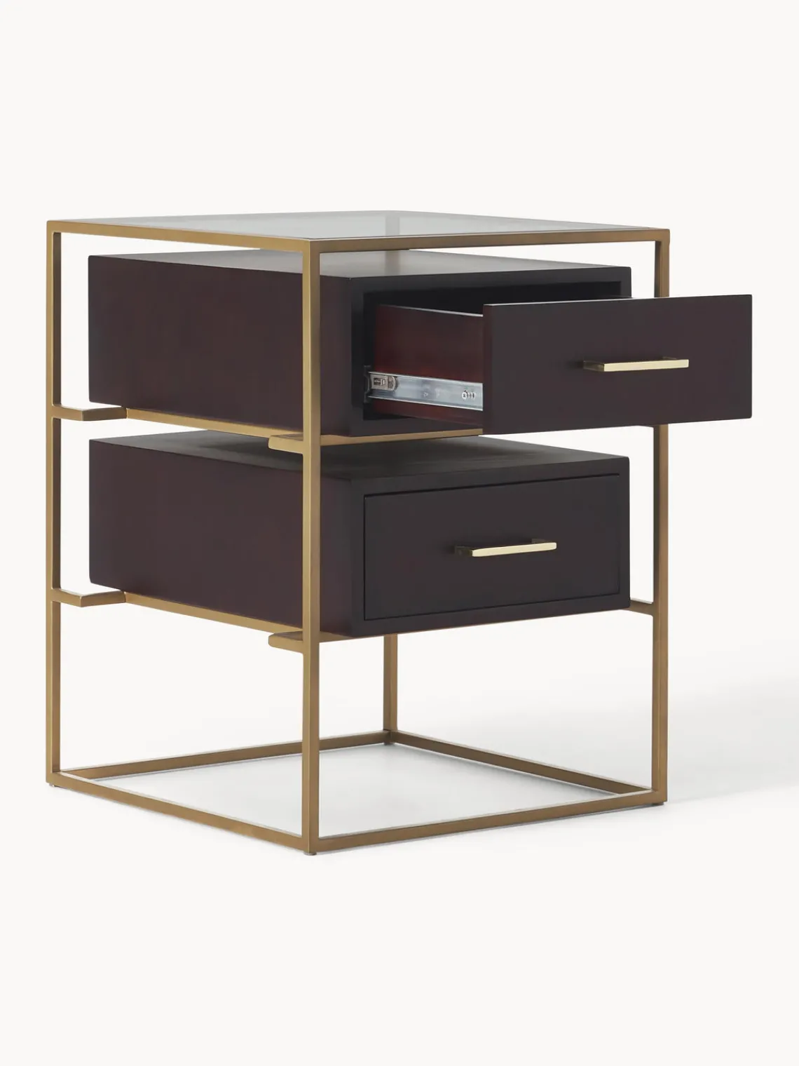 Mesitas De Noche|Mesitas De Noche>Westwing Collection Mesita de noche de madera de mango Lyle Madera de mango oscura, dorado