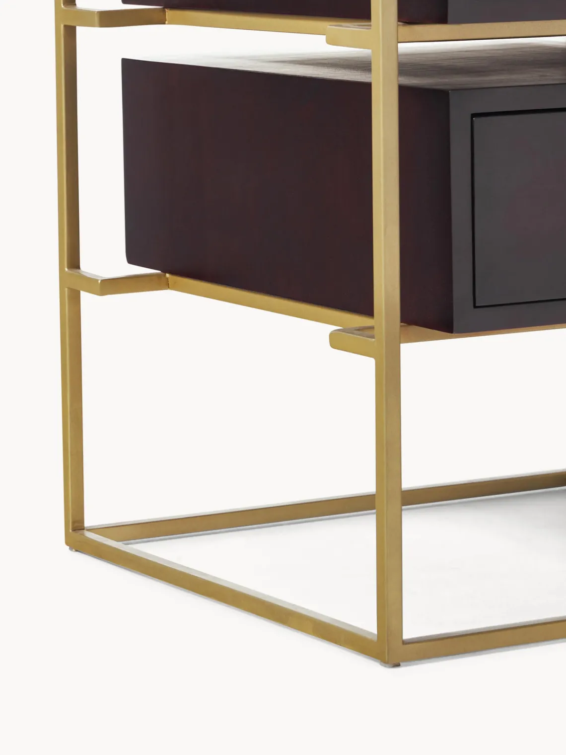 Mesitas De Noche|Mesitas De Noche>Westwing Collection Mesita de noche de madera de mango Lyle Madera de mango oscura, dorado