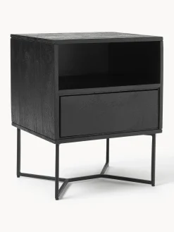 Mesitas De Noche|Mesitas De Noche>Westwing Collection Mesita de noche de madera de mango con cajón Luca Madera de mango, negro pintado