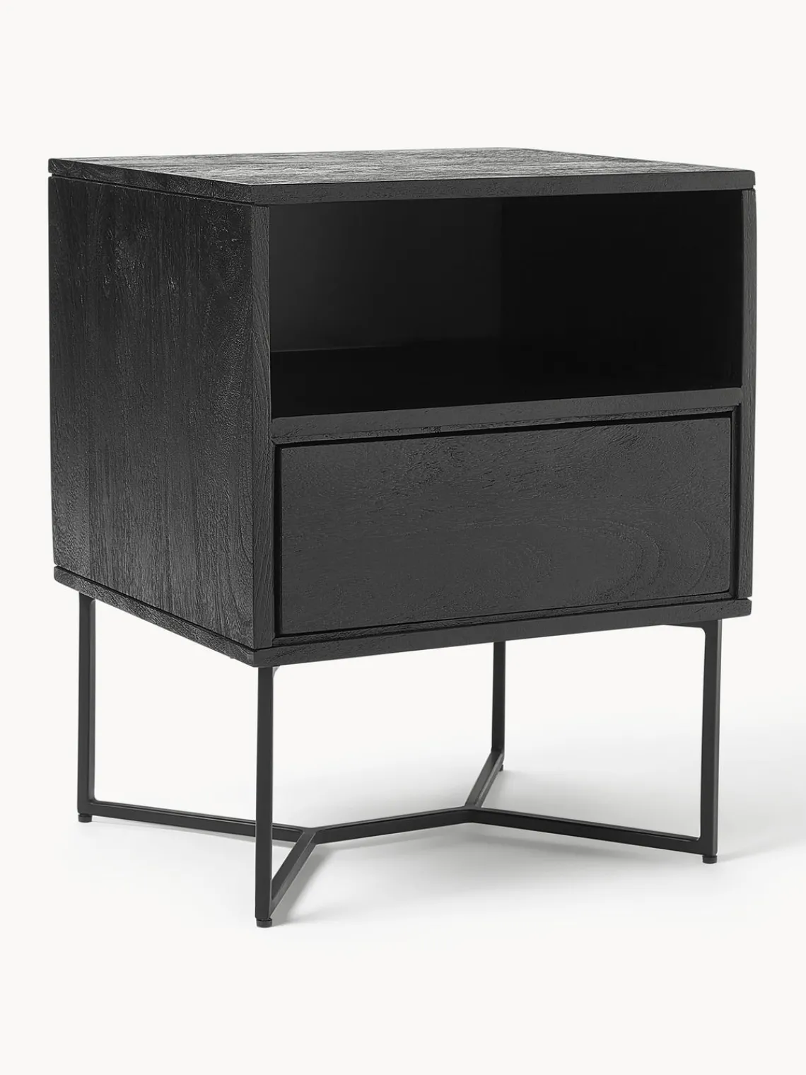 Mesitas De Noche|Mesitas De Noche>Westwing Collection Mesita de noche de madera de mango con cajón Luca Madera de mango, negro pintado