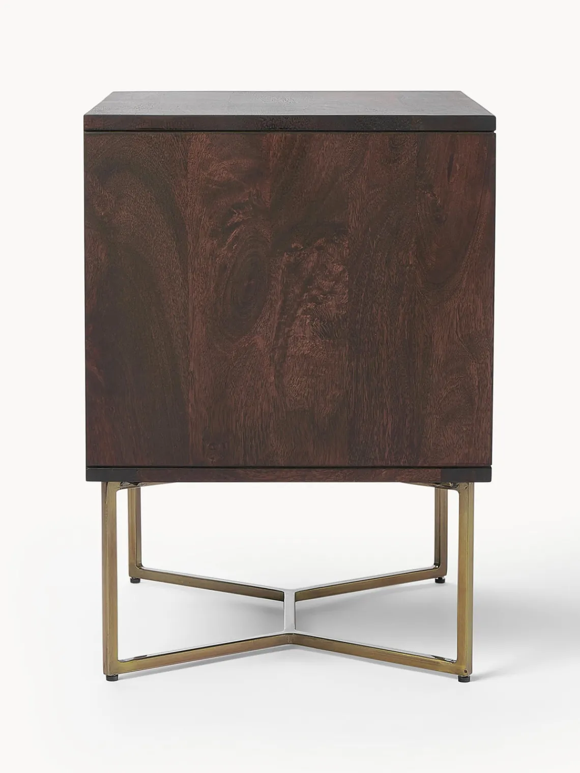 Mesitas De Noche|Mesitas De Noche>Westwing Collection Mesita de noche de madera de mango con diseño espiga Luca Madera de mango, dorado