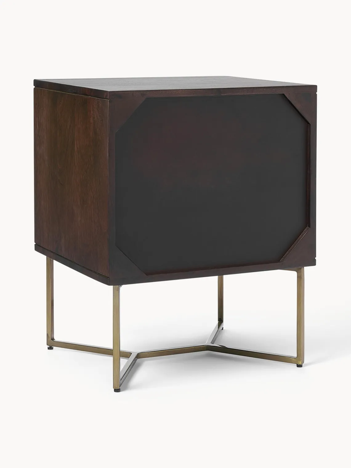 Mesitas De Noche|Mesitas De Noche>Westwing Collection Mesita de noche de madera de mango con diseño espiga Luca Madera de mango, dorado