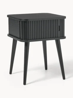 Mesitas De Noche|Mesitas De Noche>Zuiver Mesita de noche de madera Barbier, puerta corredera Madera de fresno pintada en negro