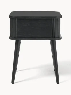 Mesitas De Noche|Mesitas De Noche></noscript>Zuiver Mesita de noche de madera Barbier, puerta corredera Madera de fresno pintada en negro