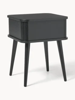 Mesitas De Noche|Mesitas De Noche></noscript>Zuiver Mesita de noche de madera Barbier, puerta corredera Madera de fresno pintada en negro