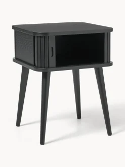 Mesitas De Noche|Mesitas De Noche></noscript>Zuiver Mesita de noche de madera Barbier, puerta corredera Madera de fresno pintada en negro