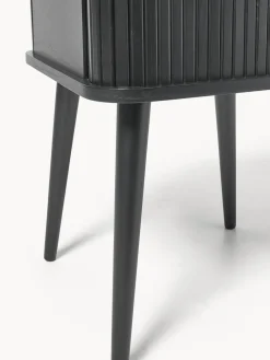 Mesitas De Noche|Mesitas De Noche></noscript>Zuiver Mesita de noche de madera Barbier, puerta corredera Madera de fresno pintada en negro