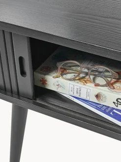 Mesitas De Noche|Mesitas De Noche></noscript>Zuiver Mesita de noche de madera Barbier, puerta corredera Madera de fresno pintada en negro