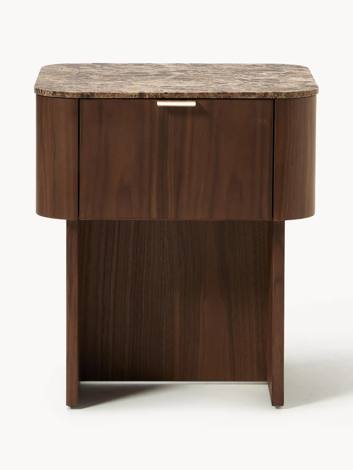 Mesitas De Noche|Mesitas De Noche>Westwing Collection Mesita de noche de madera con tablero de mármol Zumi Madera de nogal lacada, mármol marrón