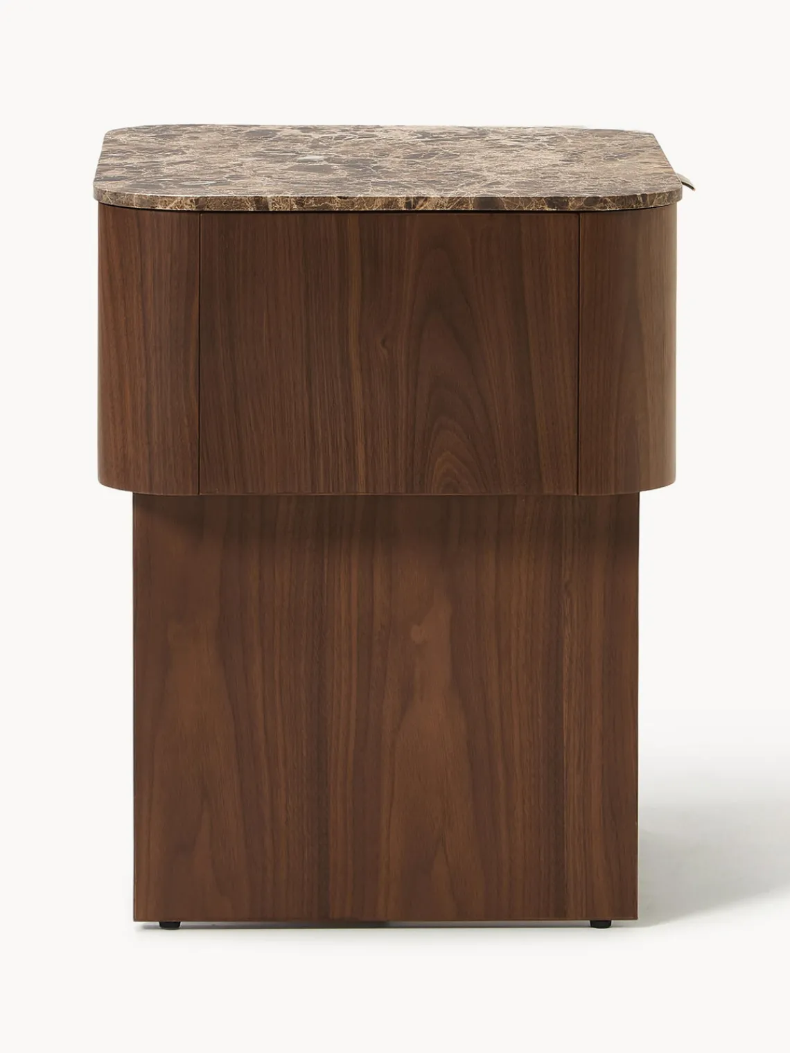 Mesitas De Noche|Mesitas De Noche>Westwing Collection Mesita de noche de madera con tablero de mármol Zumi Madera de nogal lacada, mármol marrón