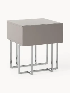 Mesitas De Noche|Mesitas De Noche>Westwing Collection Mesita de noche de madera Joe Taupe, plateado