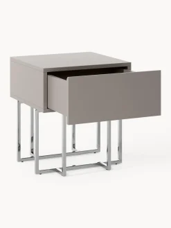 Mesitas De Noche|Mesitas De Noche></noscript>Westwing Collection Mesita de noche de madera Joe Taupe, plateado