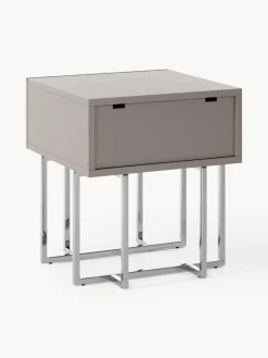 Mesitas De Noche|Mesitas De Noche></noscript>Westwing Collection Mesita de noche de madera Joe Taupe, plateado