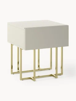 Mesitas De Noche|Mesitas De Noche>Westwing Collection Mesita de noche de madera Joe Beige claro, dorado