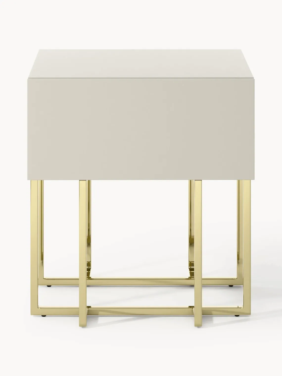 Mesitas De Noche|Mesitas De Noche>Westwing Collection Mesita de noche de madera Joe Beige claro, dorado