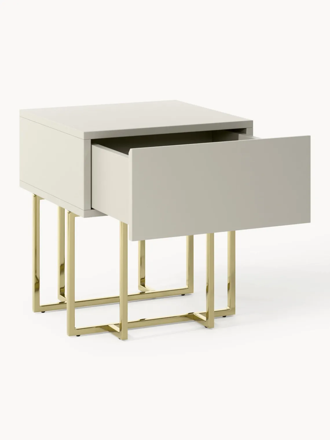 Mesitas De Noche|Mesitas De Noche>Westwing Collection Mesita de noche de madera Joe Beige claro, dorado