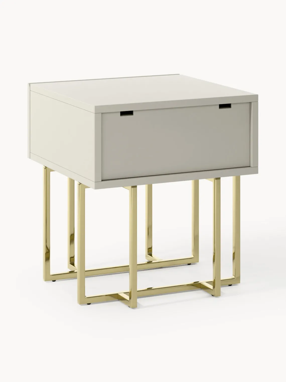 Mesitas De Noche|Mesitas De Noche>Westwing Collection Mesita de noche de madera Joe Beige claro, dorado