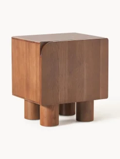 Mesitas De Noche|Mesitas De Noche>Westwing Collection Mesita de noche de madera de roble Cadi Madera de roble pintado marrón