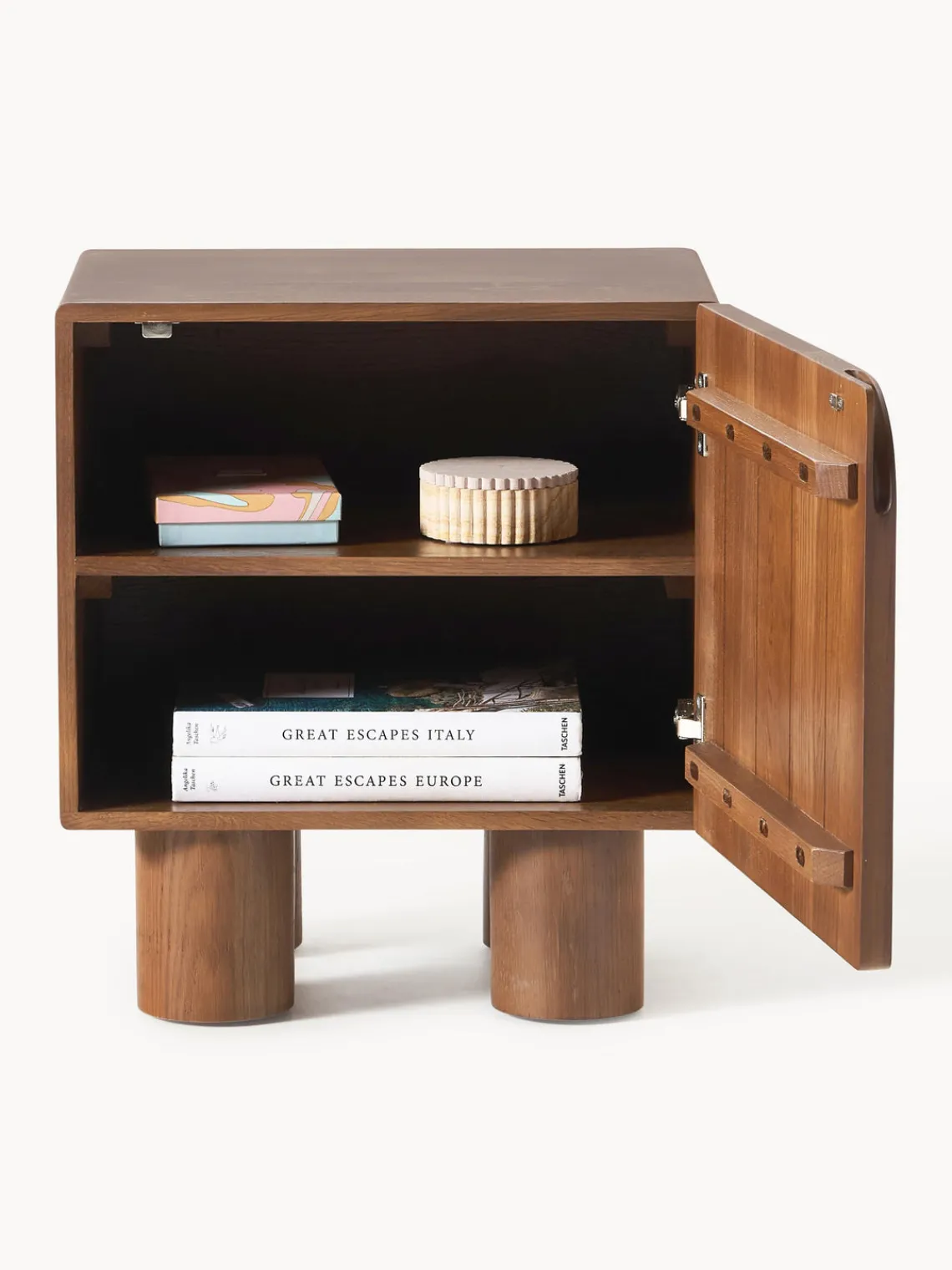 Mesitas De Noche|Mesitas De Noche>Westwing Collection Mesita de noche de madera de roble Cadi Madera de roble pintado marrón