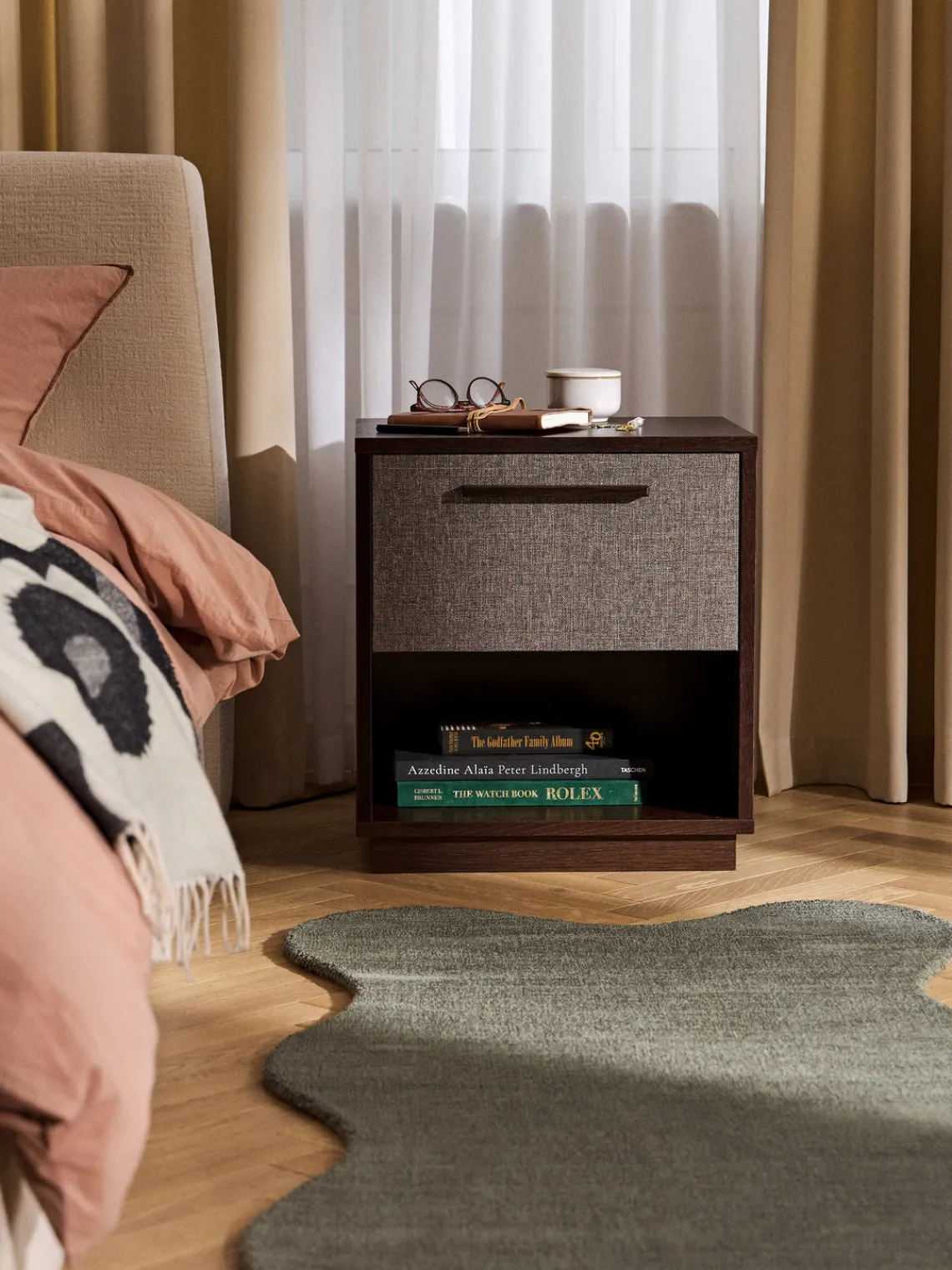 Best Mesita de noche de madera con frente tapizado Wisp Mesitas De Noche|Mesitas De Noche