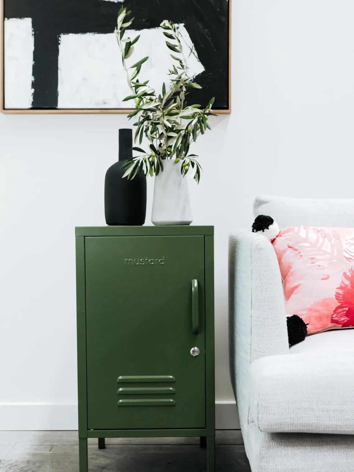 Armarios Infantiles|Mesitas De Noche>Mustard Made Mesita de noche de metal The Shorty, apertura de puerta izquierda o derecha Verde oscuro